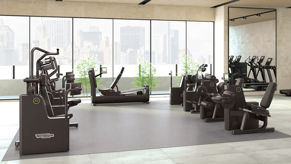 Technogym Biocircuit-toestellen opgesteld in een lichte trainingsruimte