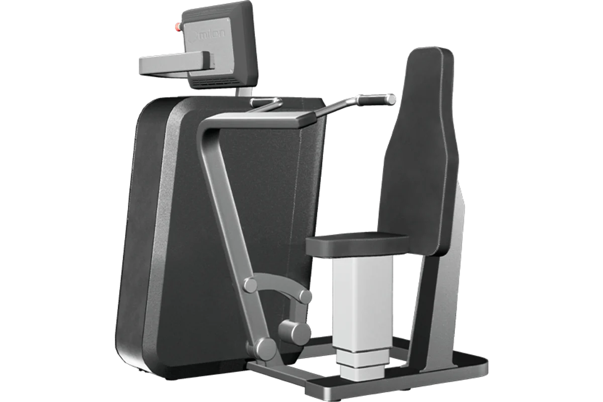 Officiële Milon chest press met automatisch instelbare zitting en weerstand