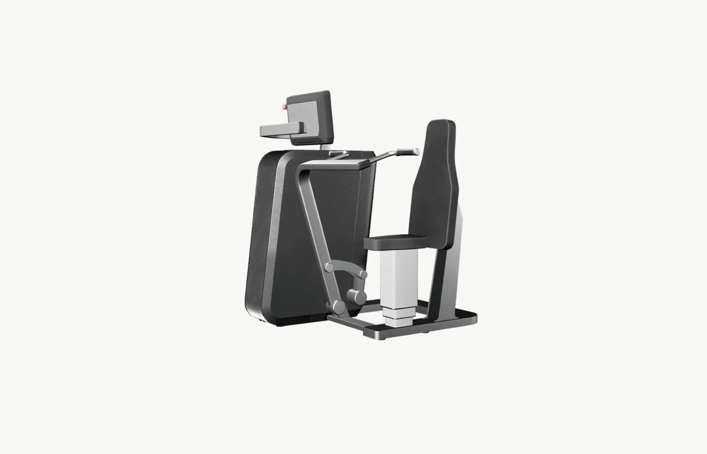 Officiële Milon Q chest press met digitaal scherm en automatisch instelbare zitting
