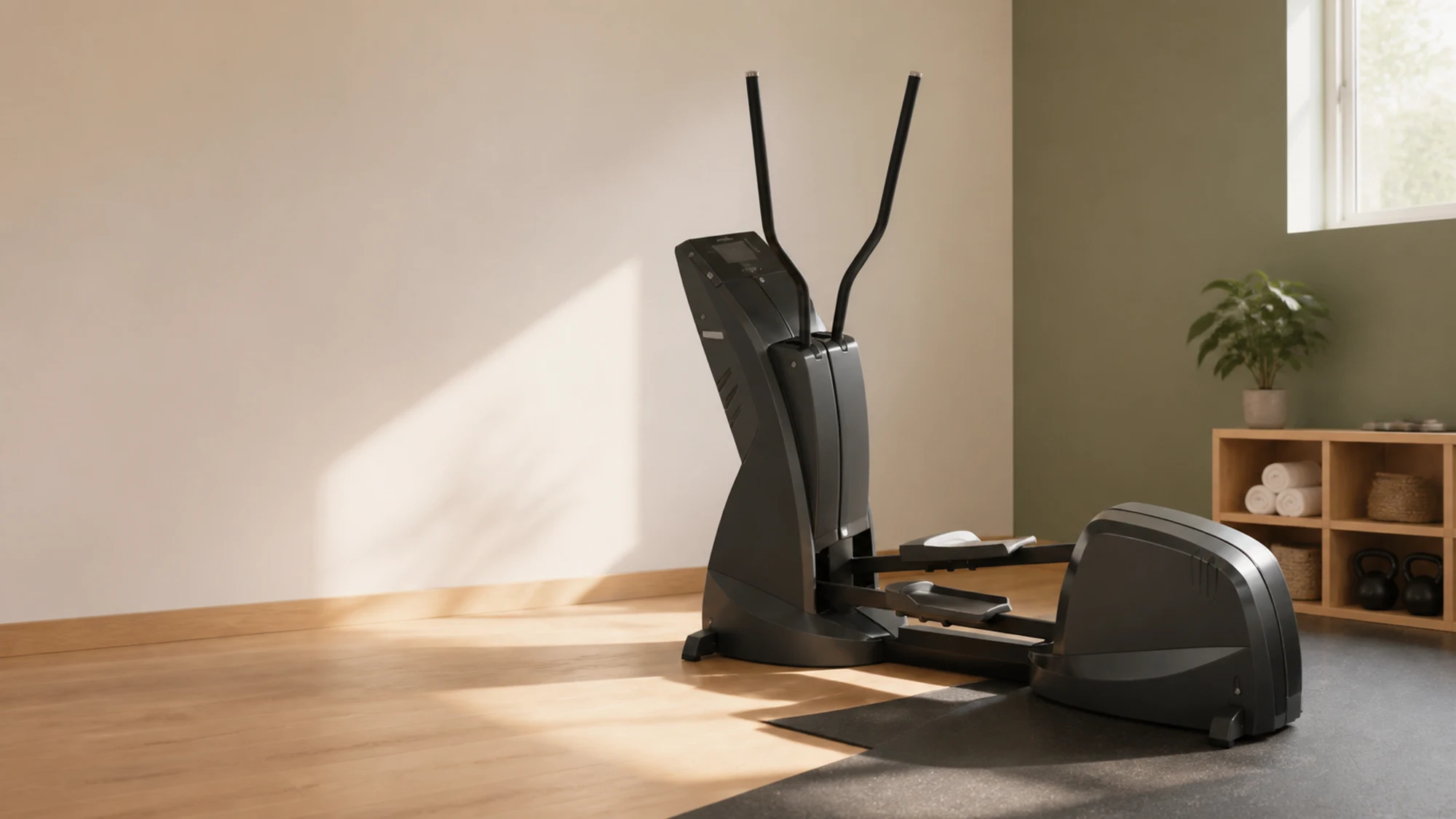 Een lege Milon Crosswalker in een rustige fitnessruimte, klaar voor een eerste conditietraining